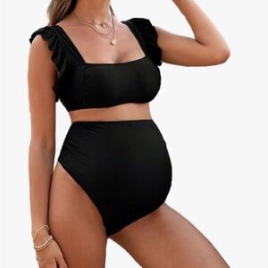 Women’s Maternity Bikini, High Waisted Bikini, Over the Bump, Pregnancy Swimwear